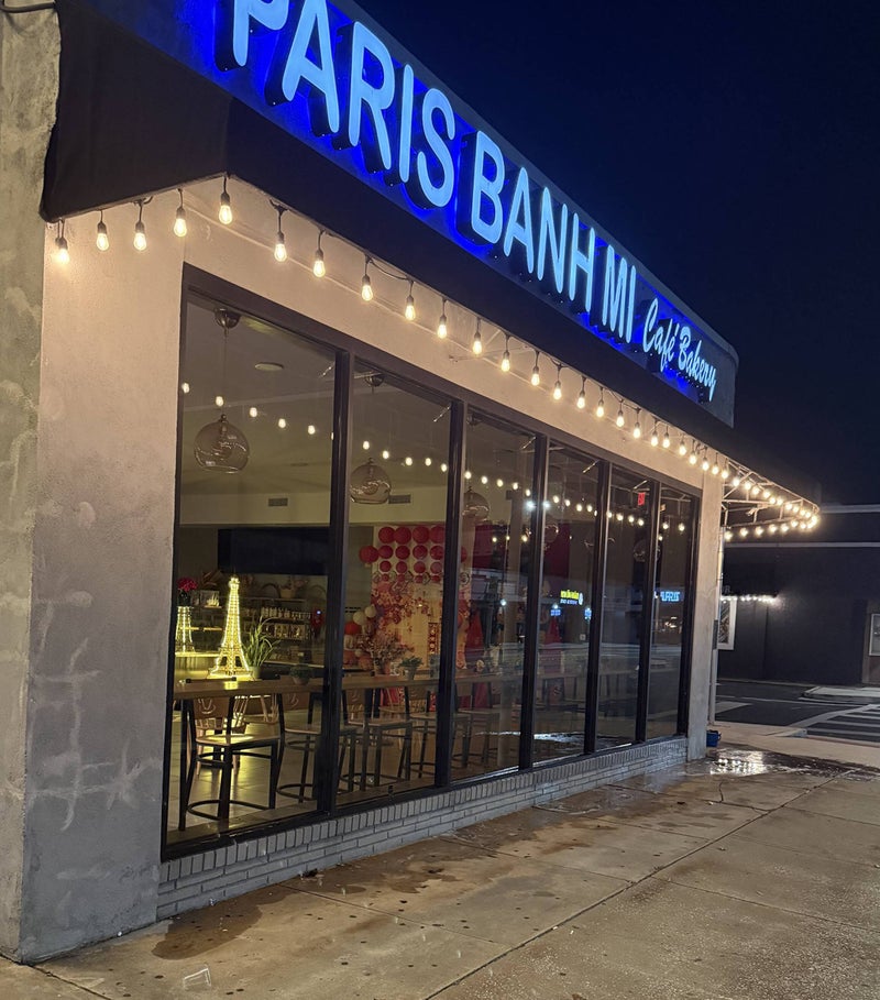 Storefront with clean windows at night